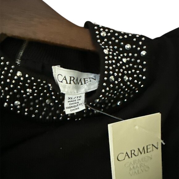 Carmen Marc Valvo Black Sleeveless Top - Embellishments - XL - NWT - Rayon/Nylon - Picture 4 of 5